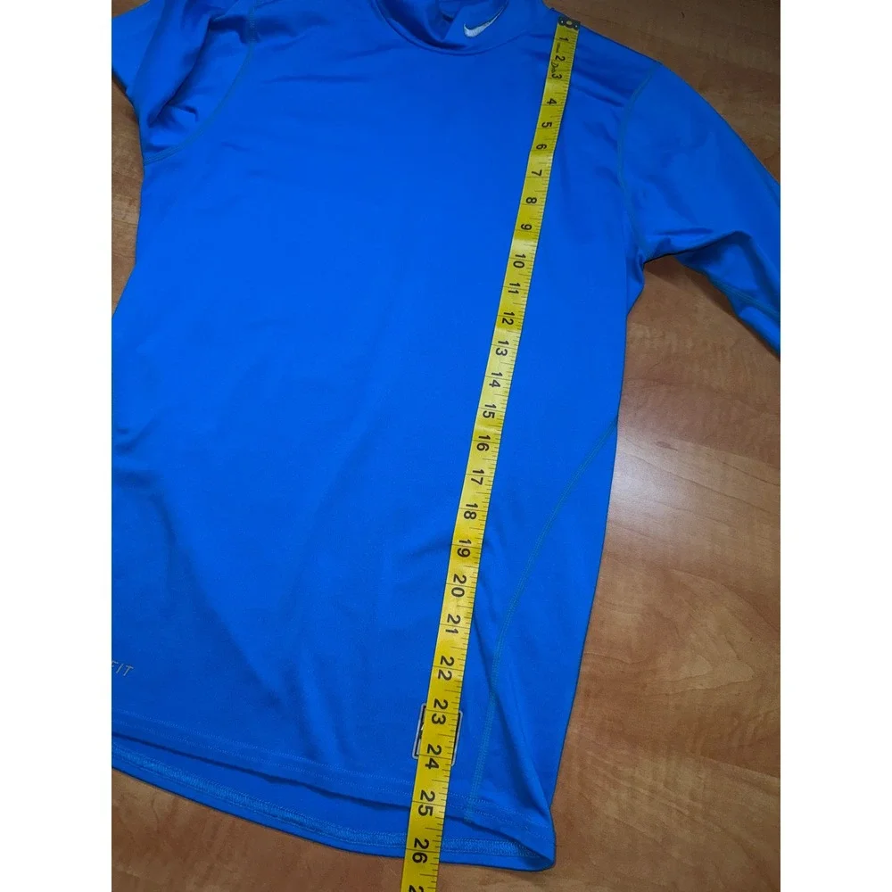 Nike Pro Combat Dri-FIT Mock Neck Long Sleeve Compression Shirt Blue Mens Small